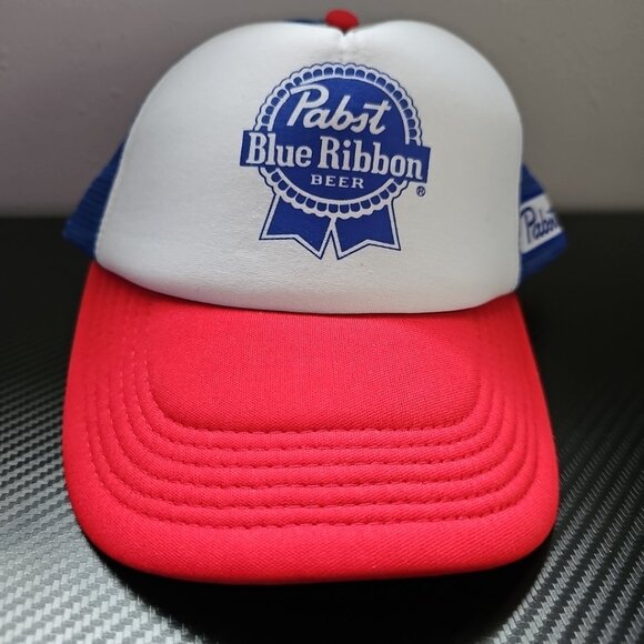 Pabst Blue Ribbon Beer Adjustable Trucker Style Snapback Red/White/Blue Hat - Picture 1 of 7